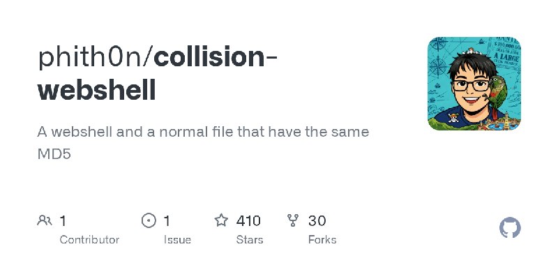 GitHub - phith0n/collision-webshell: A webshell and a normal file that have the same MD5