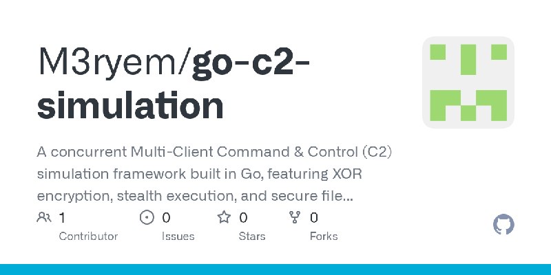 GitHub - M3ryem/go-c2-simulation: A concurrent Multi-Client Command & Control (C2) simulation framework built in Go, featuring…