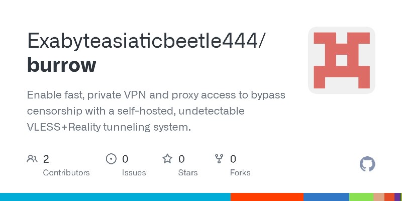 GitHub - Exabyteasiaticbeetle444/burrow: Enable fast, private VPN and proxy access to bypass censorship with a self-hosted, undetectable…
