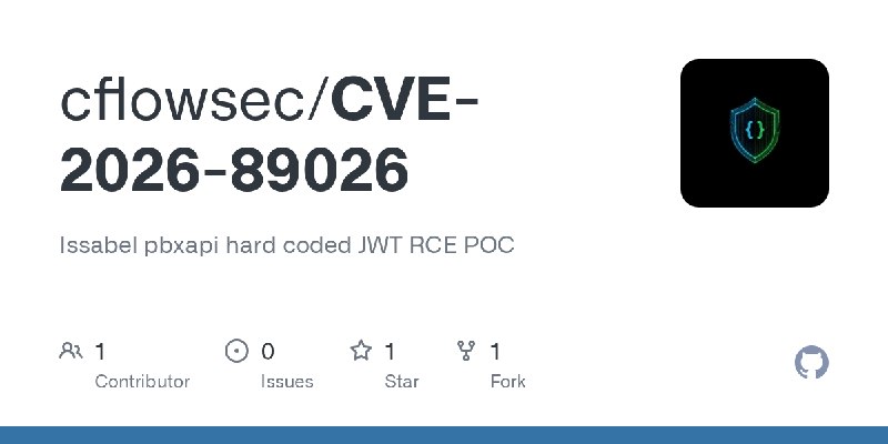 GitHub - cflowsec/CVE-2026-89026: Issabel pbxapi hard coded JWT RCE POC