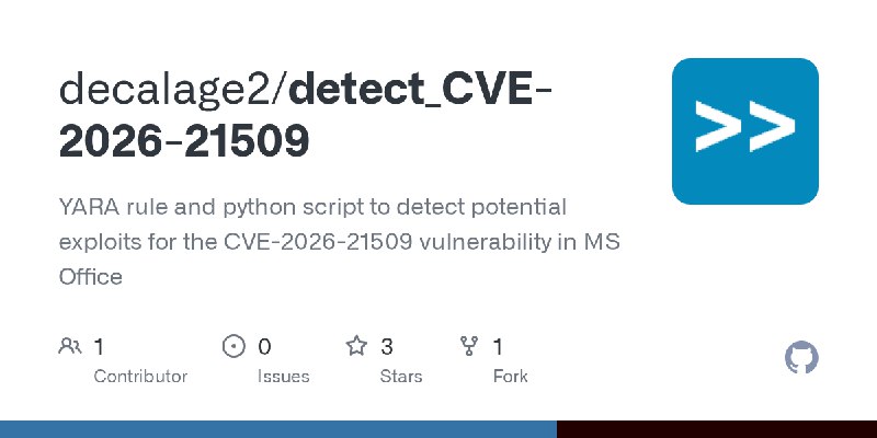 GitHub - decalage2/detect_CVE-2026-21509: YARA rule and python script to detect potential exploits for the CVE-2026-21509 vulnerability…