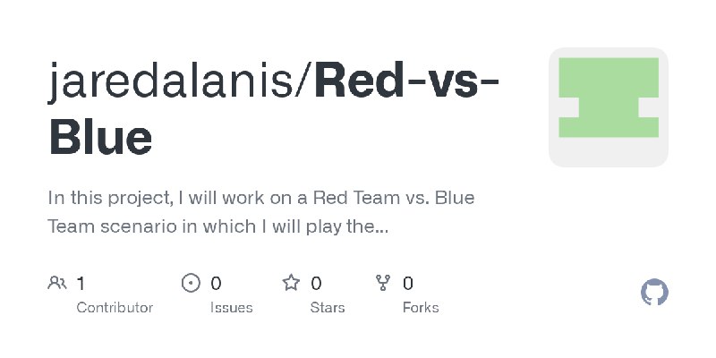 GitHub - jaredalanis/Red-vs-Blue: In this project, I will work on a Red Team vs. Blue Team scenario in which I will play the role…