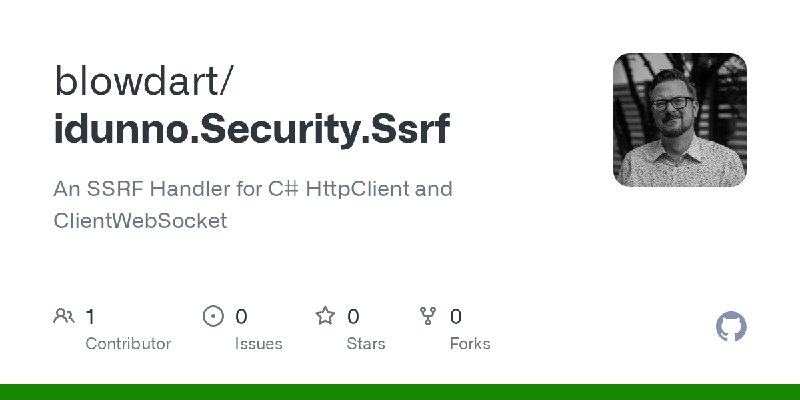 GitHub - blowdart/idunno.Security.Ssrf: An SSRF Handler for C# HttpClient and ClientWebSocket
