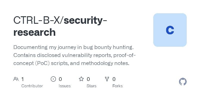 GitHub - CTRL-B-X/security-research: Documenting my journey in bug bounty hunting. Contains disclosed vulnerability reports, proof…