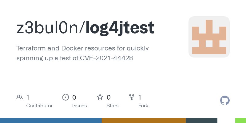 GitHub - z3bul0n/log4jtest: Terraform and Docker resources for quickly spinning up a test of CVE-2021-44428