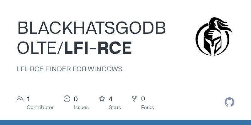 GitHub - BLACKHATSGODBOLTE/LFI-RCE: LFI-RCE FINDER FOR WINDOWS