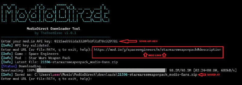 GitHub - Therootexec/ModioDirect: A lightweight Python CLI tool to download mods directly from mod.io via offiAPI.