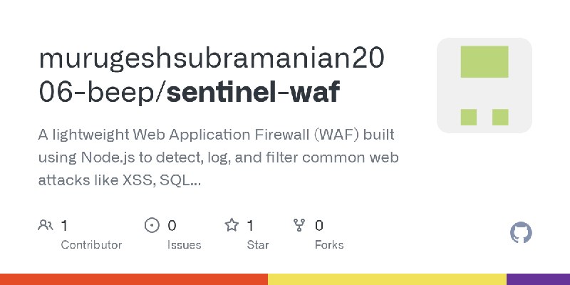 GitHub - murugeshsubramanian2006-beep/sentinel-waf: A lightweight Web Application Firewall (WAF) built using Node.js to detect…