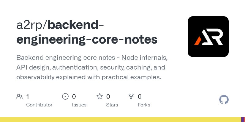 GitHub - a2rp/backend-engineering-core-notes: Backend engineering core notes - Node internals, API design, authentication, security…