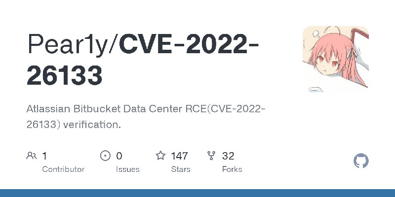 GitHub - Pear1y/CVE-2022-26133: Atlassian Bitbucket Data Center RCE(CVE-2022-26133) verification.