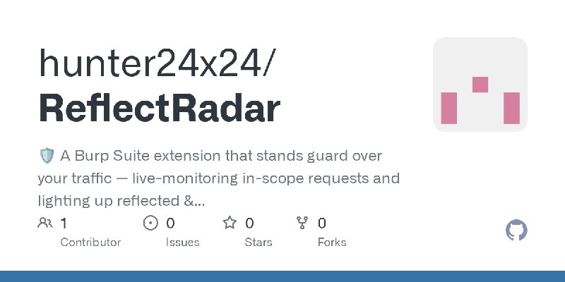 GitHub - hunter24x24/ReflectRadar: 🛡️ A Burp Suite extension that stands guard over your traffic — live-monitoring in-scope requests…