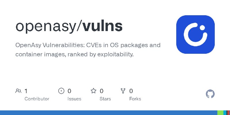 GitHub - openasy/vulns: OpenAsy Vulnerabilities: CVEs in OS packages and container images, ranked by exploitability.