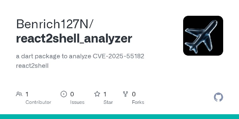 GitHub - Benrich127N/react2shell_analyzer: a dart package to analyze CVE-2025-55182 react2shell