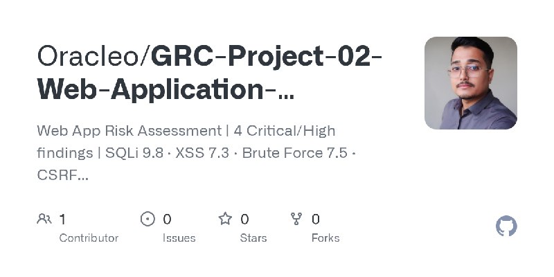 GitHub - Oracleo/GRC-Project-02-Web-Application-Security-Assessment: Web App Risk Assessment | 4 Critical/High findings | SQLi…