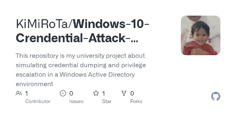 GitHub - KiMiRoTa/Windows-10-Crendential-Attack-Pentesting: This repository is my university project about simulating credential…