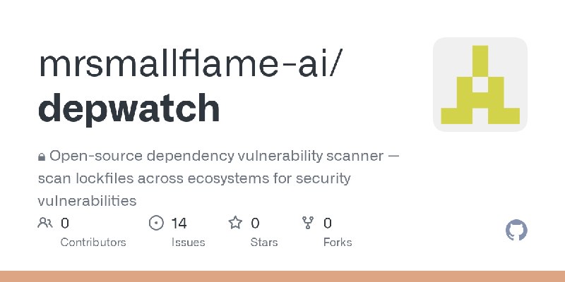 GitHub - mrsmallflame-ai/depwatch: 🔒 Open-source dependency vulnerability scanner — scan lockfiles across ecosystems for security…