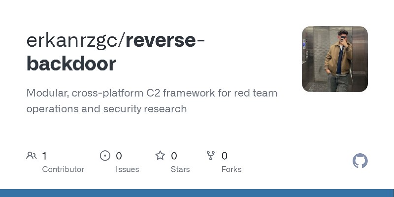 GitHub - erkanrzgc/reverse-backdoor: Modular, cross-platform C2 framework for red team operations and security research