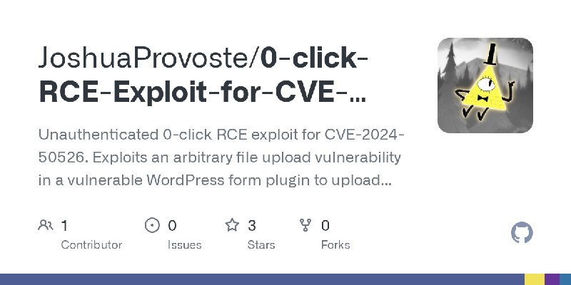 GitHub - JoshuaProvoste/0-click-RCE-Exploit-for-CVE-2024-50526: Unauthenticated 0-click RCE exploit for CVE-2024-50526. Exploits…