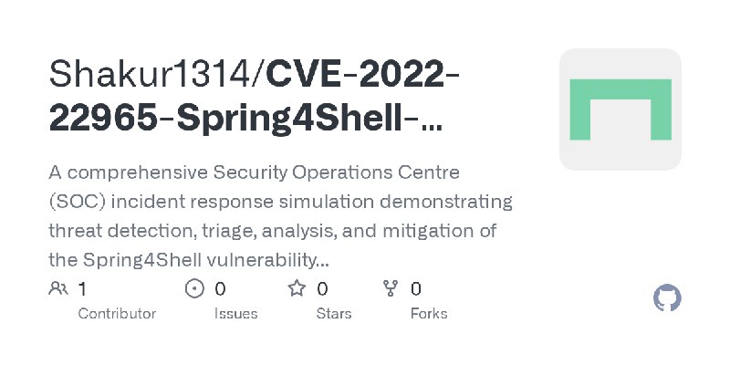 GitHub - Shakur1314/CVE-2022-22965-Spring4Shell-Security-Operations-Analysis: A comprehensive Security Operations Centre (SOC)…