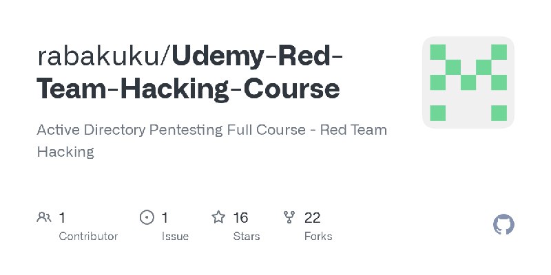 GitHub - rabakuku/Udemy-Red-Team-Hacking-Course: Active Directory Pentesting Full Course - Red Team Hacking