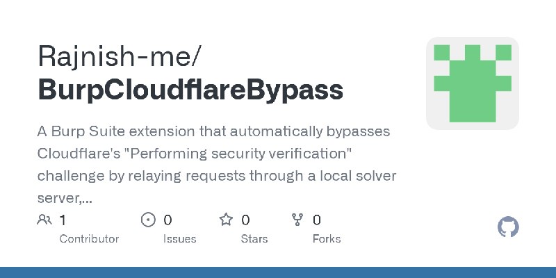 GitHub - Rajnish-me/BurpCloudflareBypass: A Burp Suite extension that automatically bypasses Cloudflare's 