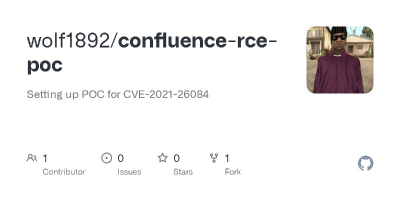 GitHub - wolf1892/confluence-rce-poc: Setting up POC for  CVE-2021-26084
