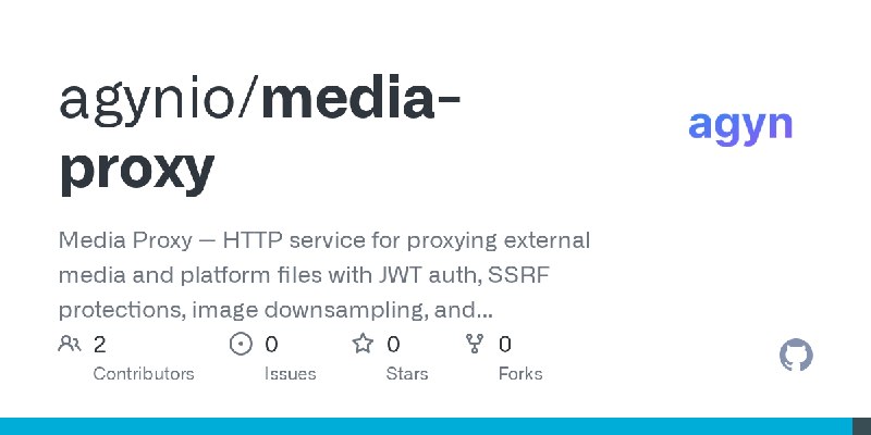 GitHub - agynio/media-proxy: Media Proxy — HTTP service for proxying external media and platform files with JWT auth, SSRF protections…
