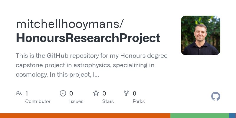 GitHub - mitchellhooymans/HonoursResearchProject: This is the GitHub repository for my Honours degree capstone project in astrophysics…