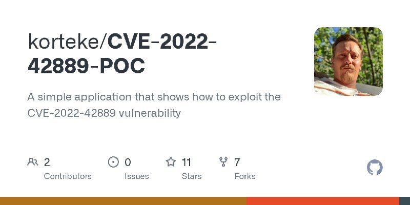 GitHub - korteke/CVE-2022-42889-POC: A simple application that shows how to exploit the CVE-2022-42889 vulnerability