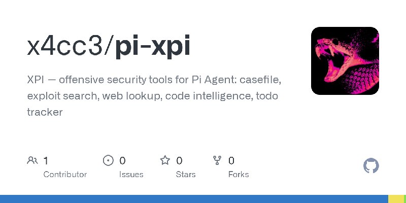 GitHub - x4cc3/pi-xpi: XPI — offensive security tools for Pi Agent: casefile, exploit search, web lookup, code intelligence, todo…