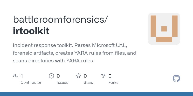 GitHub - battleroomforensics/irtoolkit: incident response toolkit. Parses Microsoft UAL, forensic artifacts, creates YARA rules…