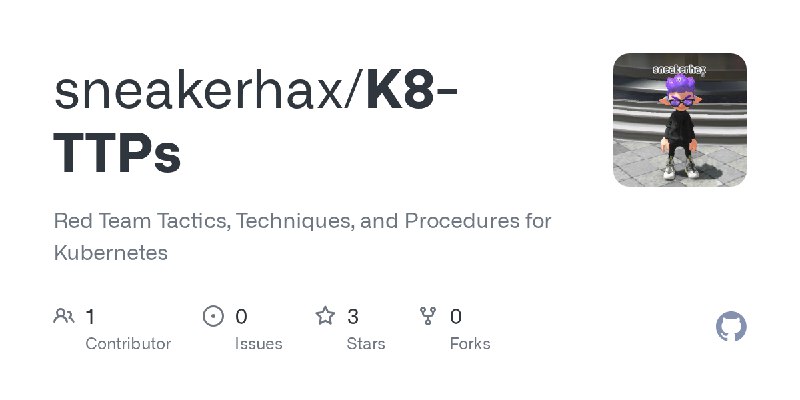 GitHub - sneakerhax/K8-TTPs: Red Team Tactics, Techniques, and Procedures for Kubernetes