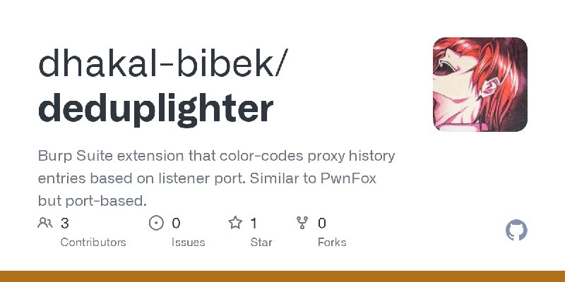 GitHub - dhakal-bibek/deduplighter: Burp Suite extension that color-codes proxy history entries based on listener port. Similar…