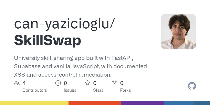 GitHub - can-yazicioglu/SkillSwap: University skill-sharing app built with FastAPI, Supabase and vanilla JavaScript, with documented…