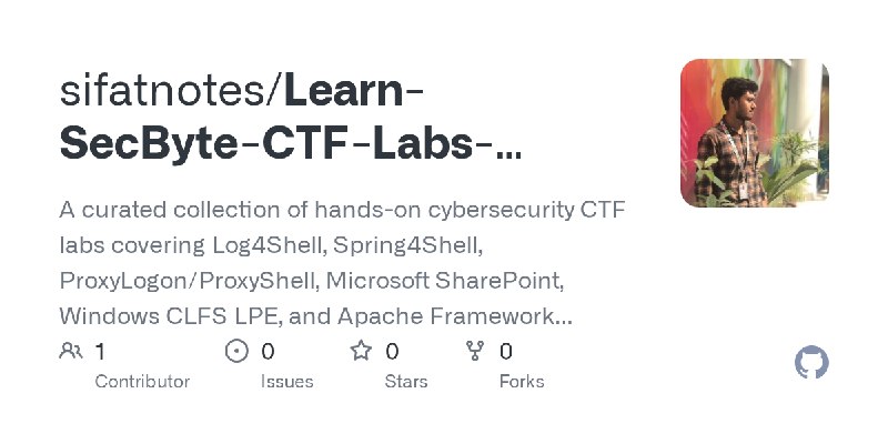 GitHub - sifatnotes/Learn-SecByte-CTF-Labs-Collection-Log4Shell-Spring4Shell-ProxyShell-Windows-LPE: A curated collection of hands…