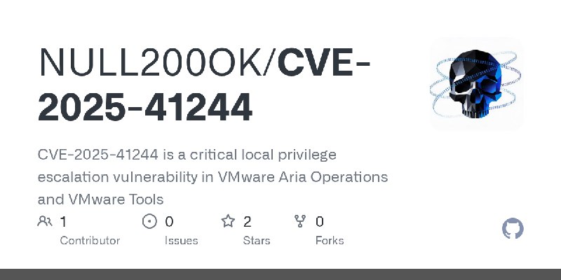 GitHub - NULL200OK/CVE-2025-41244: CVE-2025-41244 is a critical local privilege escalation vulnerability in VMware Aria Operations…