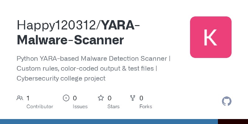 GitHub - Happy120312/YARA-Malware-Scanner: Python YARA-based Malware Detection Scanner | Custom rules, color-coded output & test…