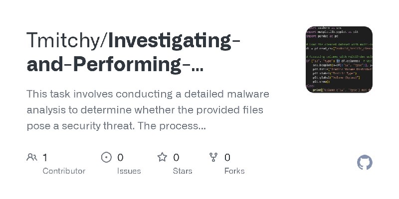 GitHub - Tmitchy/Investigating-and-Performing-Dynamic-Malware-Analysis-2: This task involves conducting a detailed malware analysis…
