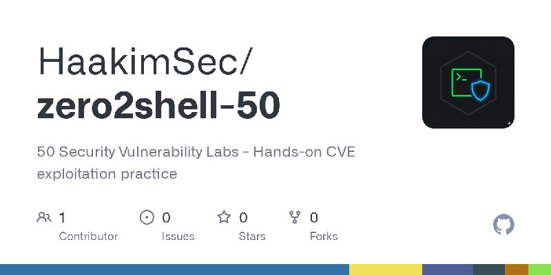 GitHub - HaakimSec/zero2shell-50: 50 Security Vulnerability Labs - Hands-on CVE exploitation practice