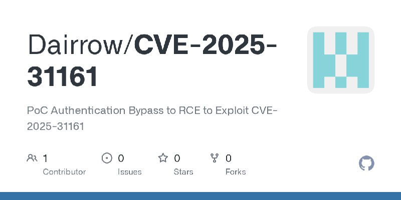 GitHub - Dairrow/CVE-2025-31161: PoC Authentication Bypass to RCE to Exploit CVE-2025-31161