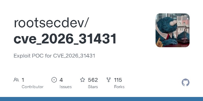 GitHub - rootsecdev/cve_2026_31431: Exploit POC for CVE_2026_31431