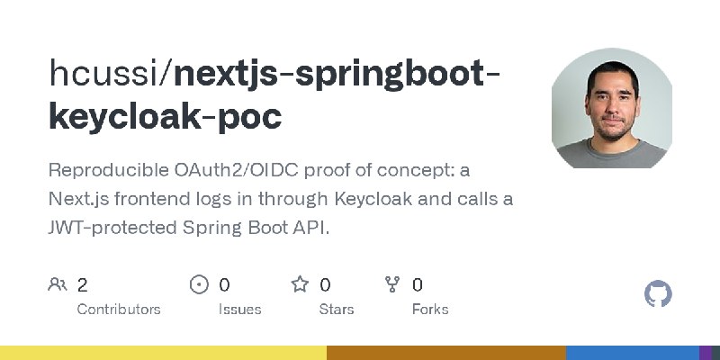 GitHub - hcussi/nextjs-springboot-keycloak-poc: Reproducible OAuth2/OIDC proof of concept: a Next.js frontend logs in through Keycloak…
