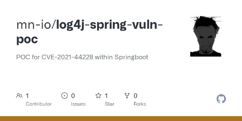 GitHub - mn-io/log4j-spring-vuln-poc: POC for CVE-2021-44228 within Springboot