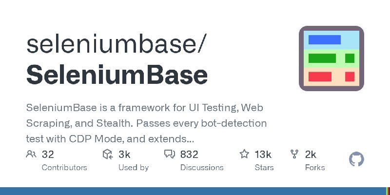 GitHub - seleniumbase/SeleniumBase: SeleniumBase is a framework for UI Testing, Web Scraping, and Stealth. Passes every bot-detection…