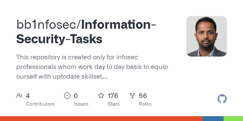 GitHub - bb1nfosec/Information-Security-Tasks: This repository is created only for infosec professionals whom work day to day basis…
