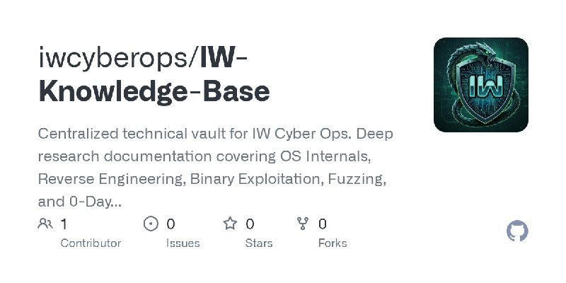 GitHub - iwcyberops/IW-Knowledge-Base: Centralized technical vault for IW Cyber Ops. Deep research documentation covering OS Internals…