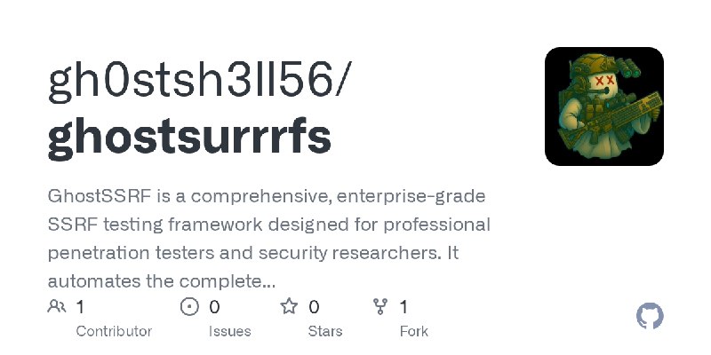 GitHub - gh0stsh3ll56/ghostsurrrfs: GhostSSRF is a comprehensive, enterprise-grade SSRF testing framework designed for professional…