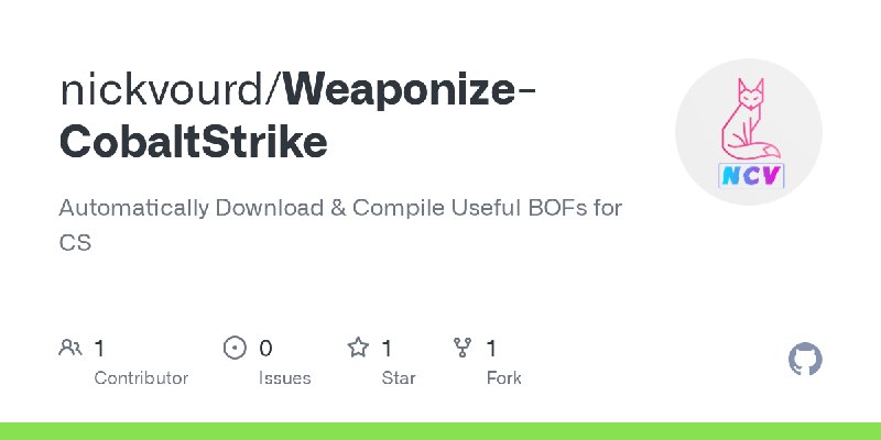 GitHub - nickvourd/Weaponize-CobaltStrike: Automatically Download & Compile Useful BOFs for CS