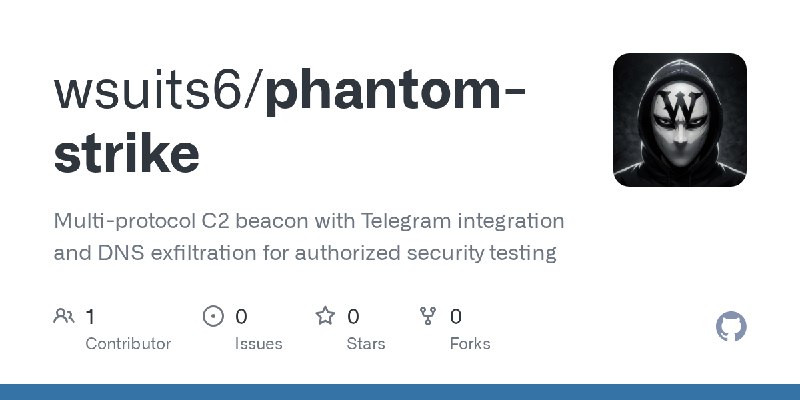 GitHub - wsuits6/phantom-strike: Multi-protocol C2 beacon with Telegram integration and DNS exfiltration for authorized security…