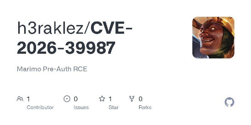 GitHub - h3raklez/CVE-2026-39987: Marimo Pre-Auth RCE